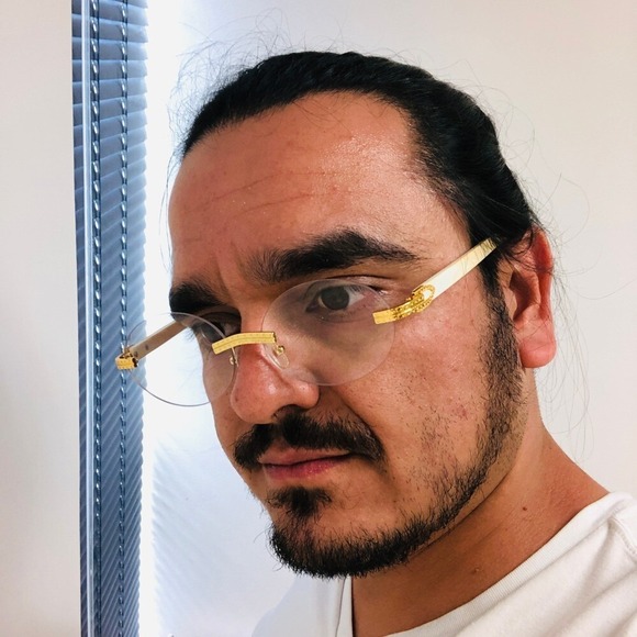 Men Clear Eye Glasses Marble Arms Light Weight Gold Frameless Street Wear Lentes - Picture 5 of 5